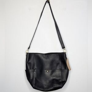NWT S-Zone Black Leather Crossbody Bag Purse